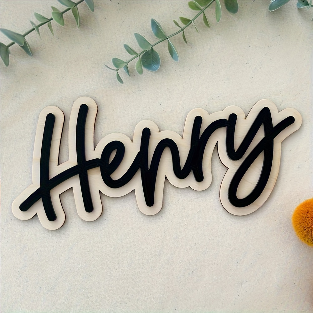 Baby Nursery Decor Boy - Plakat Nama Kayu Berlapis Ganda yang