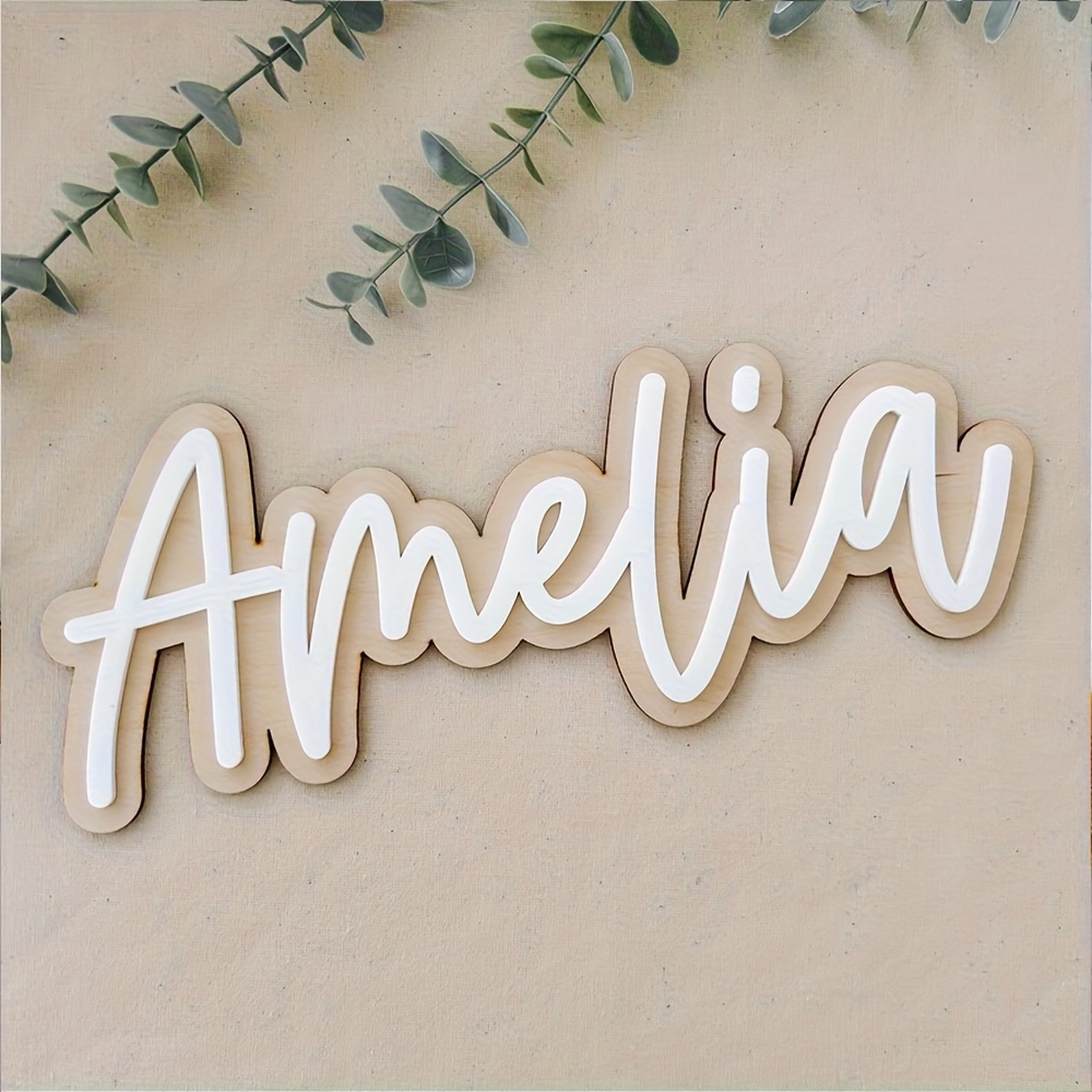 Baby Nursery Decor Boy - Plakat Nama Kayu Dua Lapis yang