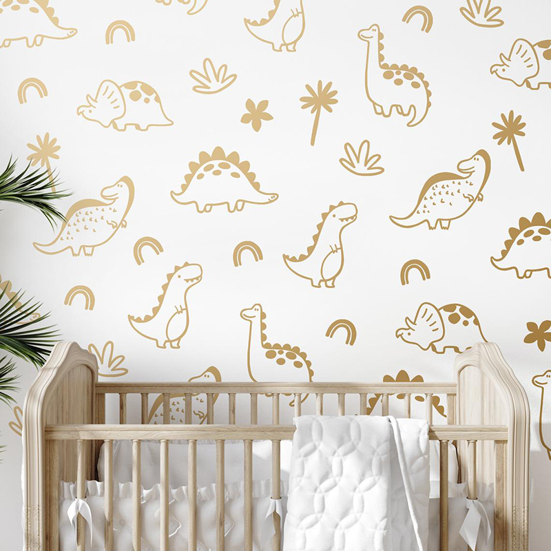Baby Nursery Package - Stiker dinding pelangi pohon dinosaurus geometris