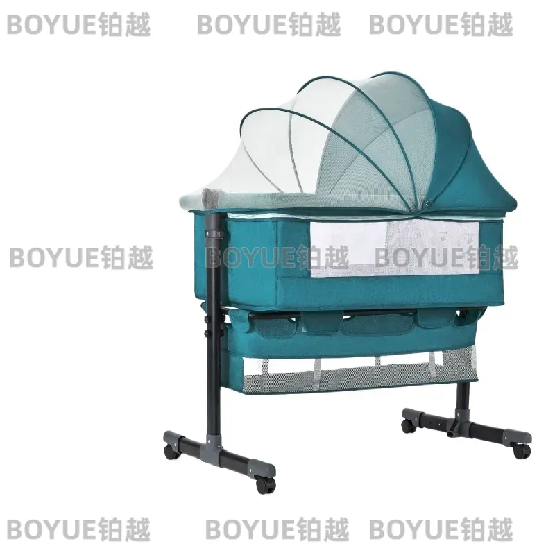 Bassinet Bedside Sleeper - Tempat Tidur Bayi Lipat Aluminium, Keranjang