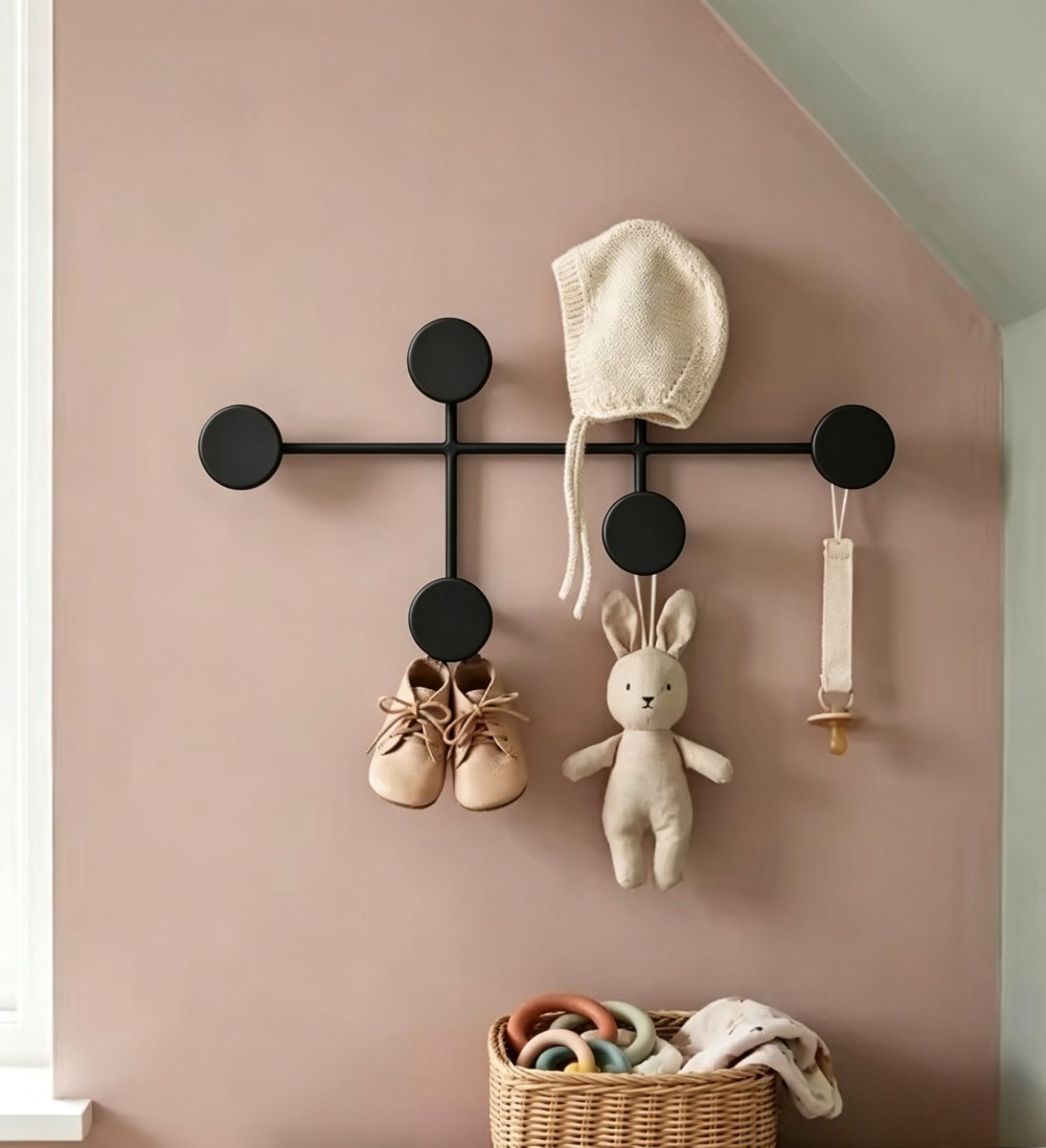Baby Nursery Hooks - Rak Mantel Dinding Modern Bergaya Black