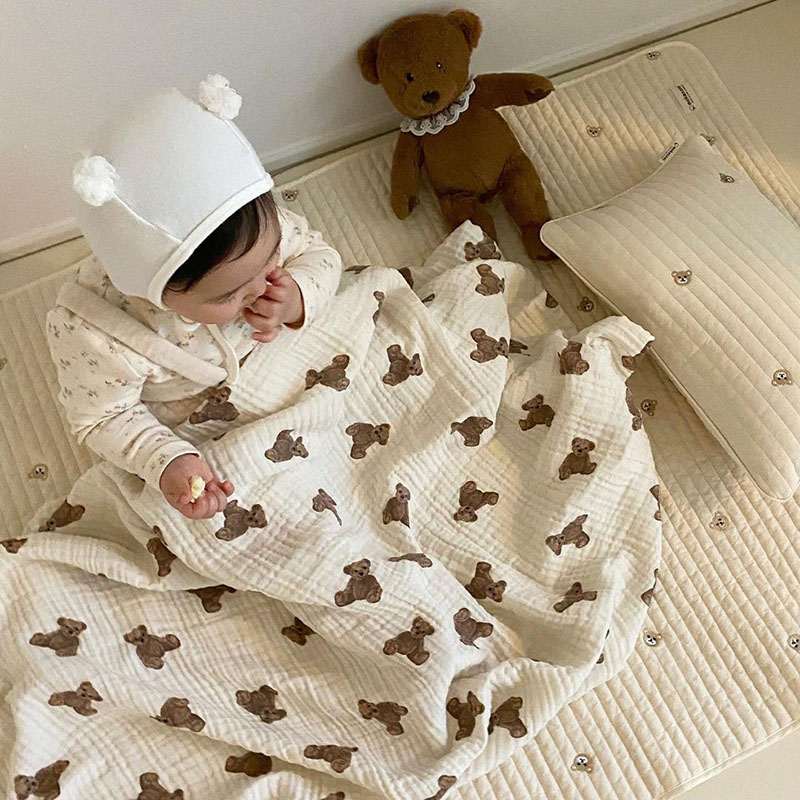 Selimut Bayi Motif Beruang Sel - Swaddle Blanket Muslin ulasan dan harga