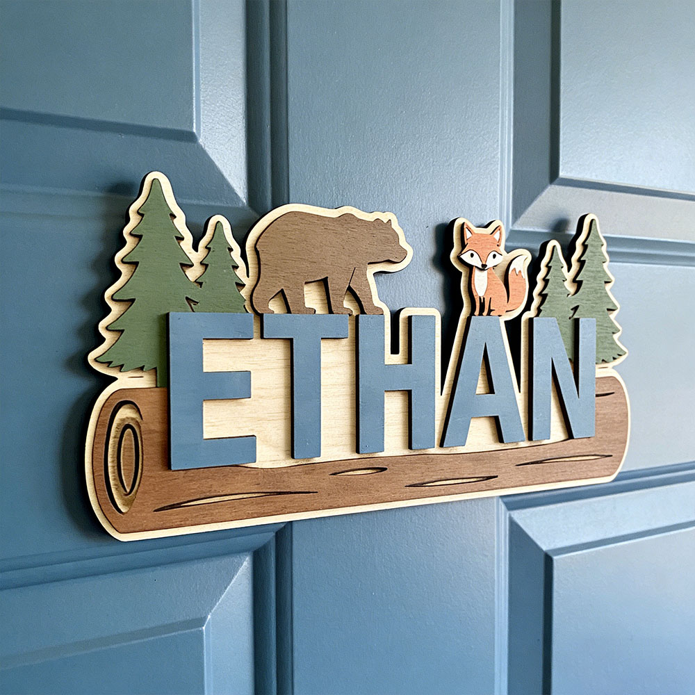 Papan Nama Kayu Hewan Hutan Pe - Baby Nursery ulasan dan harga