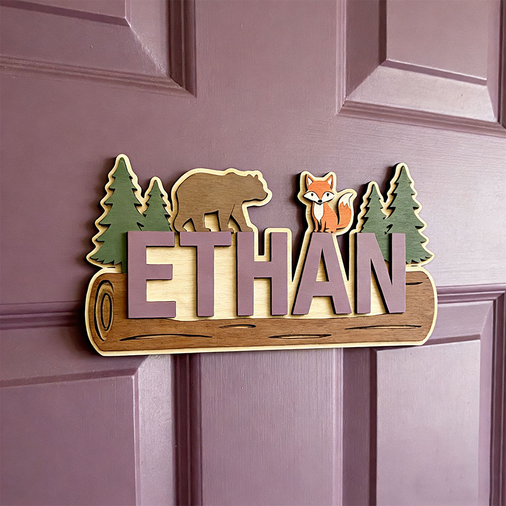 Papan Nama Kayu Hewan Hutan Pe - Baby Nursery ulasan dan harga