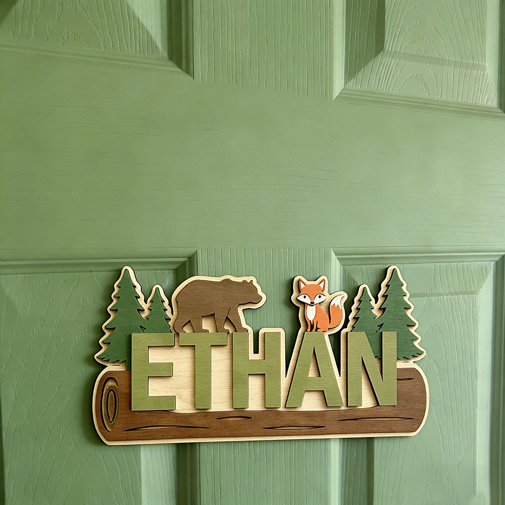 Papan Nama Kayu Hewan Hutan Pe - Baby Nursery ulasan dan harga