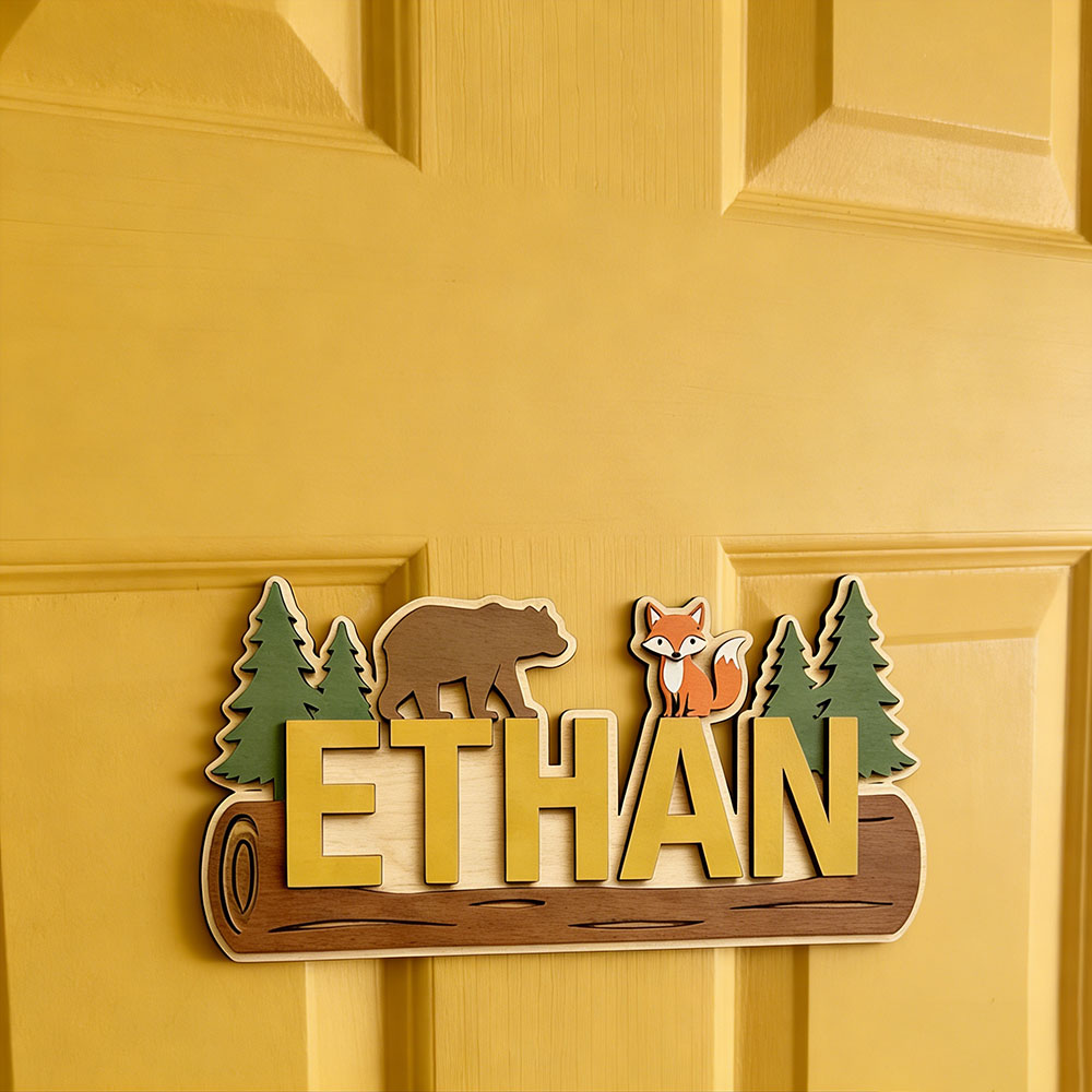 Papan Nama Kayu Hewan Hutan Pe - Baby Nursery ulasan dan harga