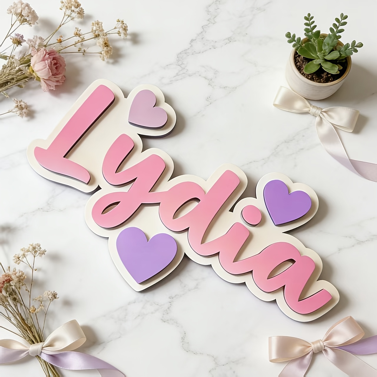 Papan Nama Hati Gradasi Person - Baby Nursery ulasan dan harga