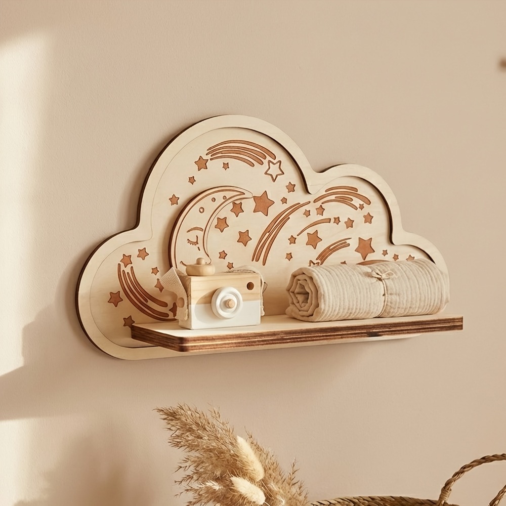 Rak Dinding Awan Kayu Bintang  - Baby Nursery Hooks ulasan dan harga