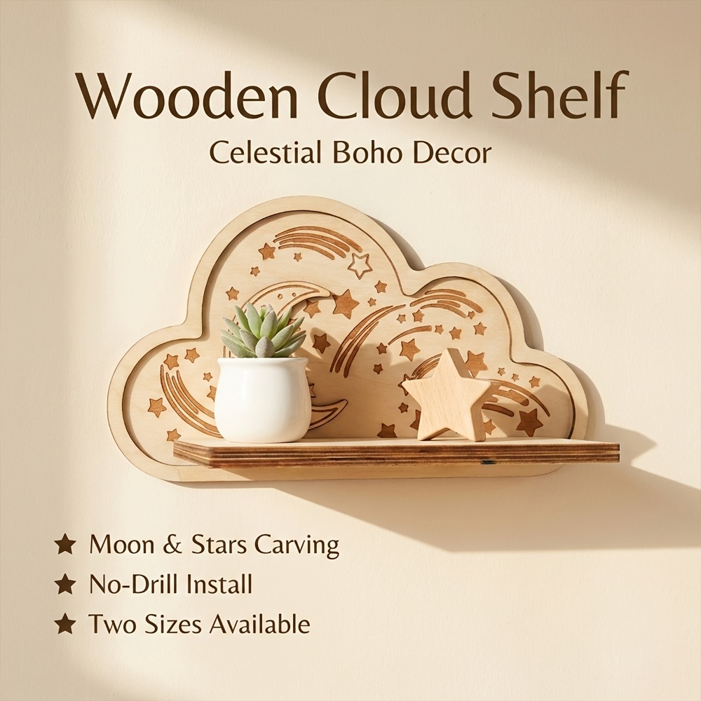 Rak Dinding Awan Kayu Bintang  - Baby Nursery Hooks ulasan dan harga