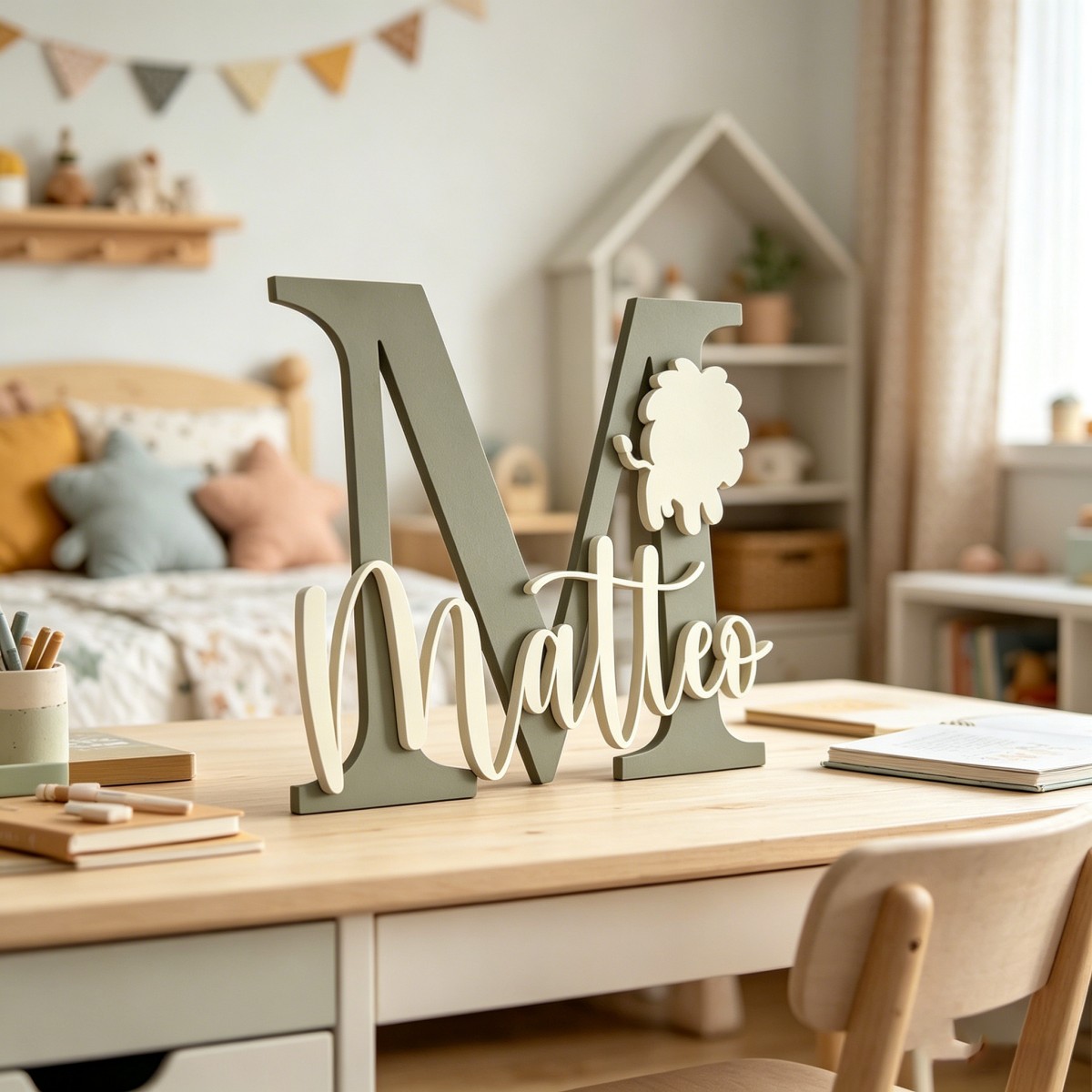 1 Buah Plakat Nama Kayu Inisia - Baby Nursery ulasan dan harga