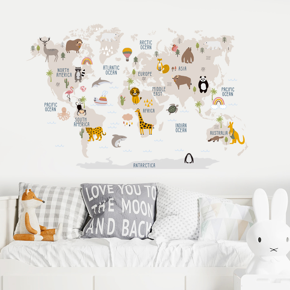 Stiker dinding peta dunia kart - Baby Nursery Package ulasan dan harga