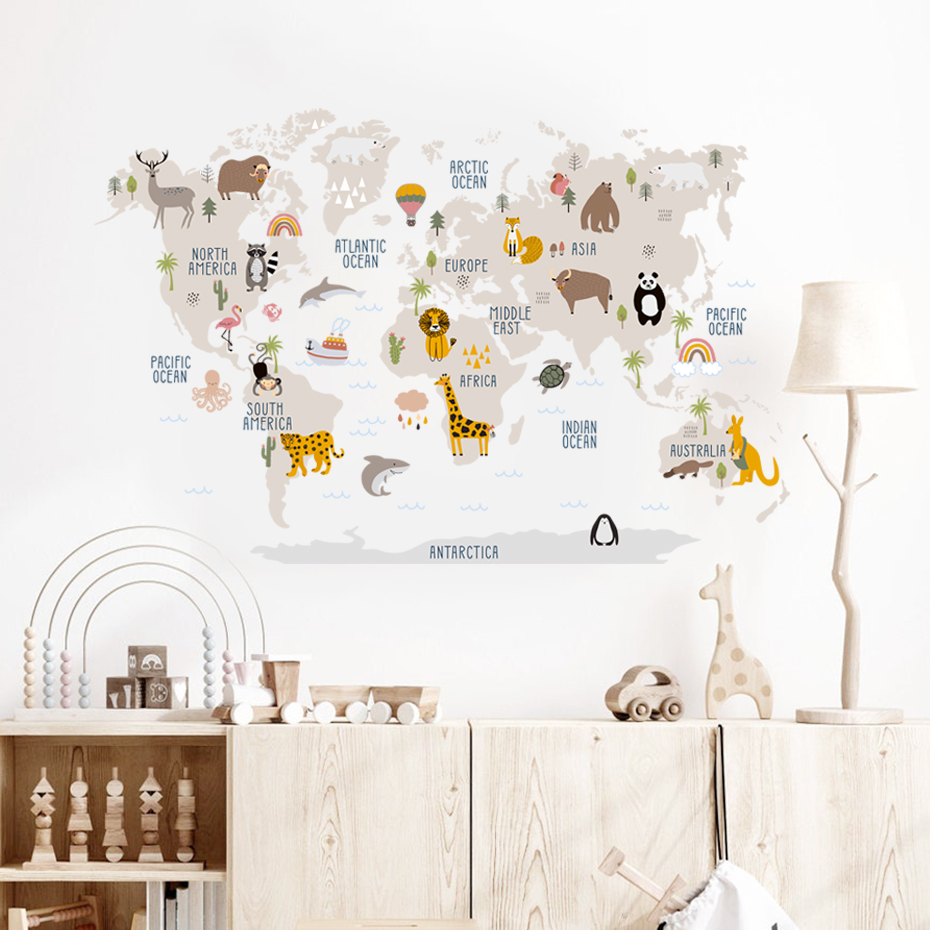Stiker dinding peta dunia kart - Baby Nursery Package ulasan dan harga
